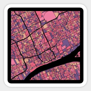 Detroit Map Pattern in Purple & Pink Sticker